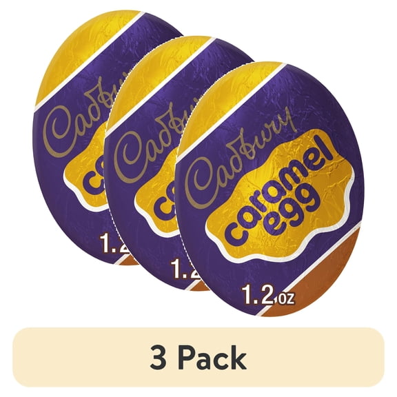 (3 pack) Cadbury Caramel Egg Chocolate with Caramel Easter Candy, Egg 1.2 oz