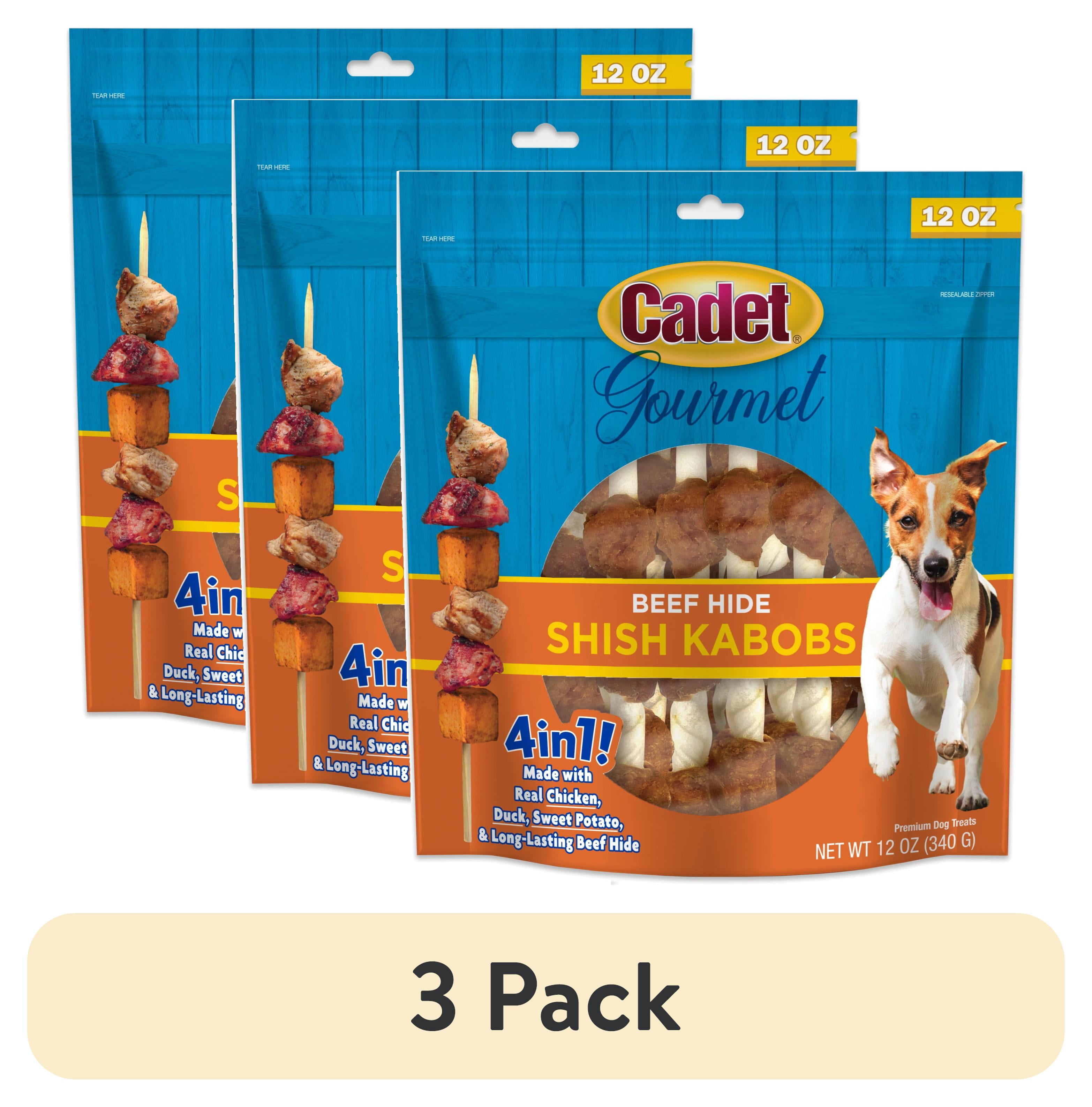 (3 pack) Cadet Gourmet Shish Kabob Dog Treats for Small Dogs, Chicken & Sweet Potato Dog Chew Sticks, 5 Inch, 12 Ounce