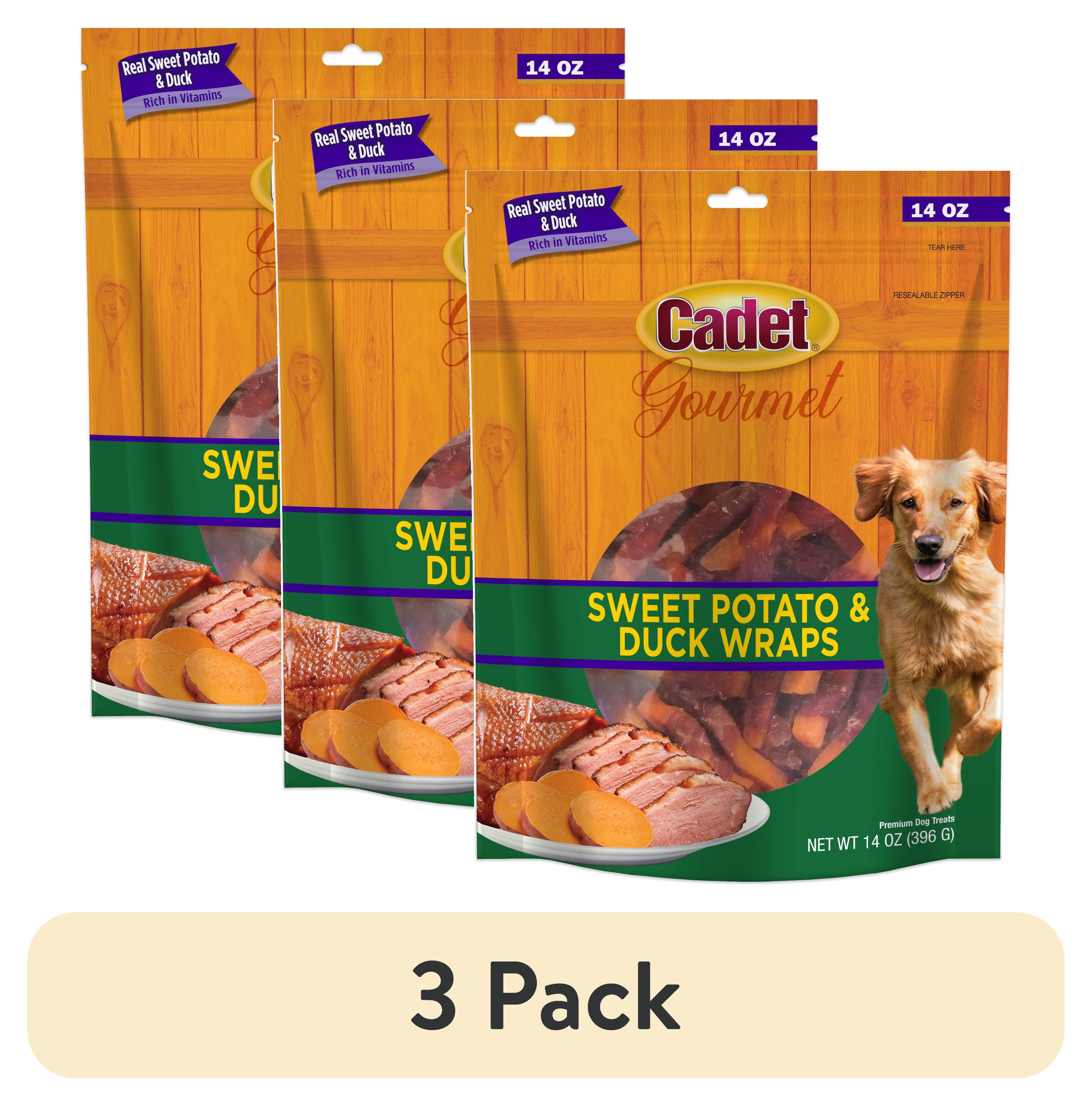(3 pack) Cadet Gourmet Sweet Potato & Duck Wrapped Dog Chew Treats Wraps,  14oz
