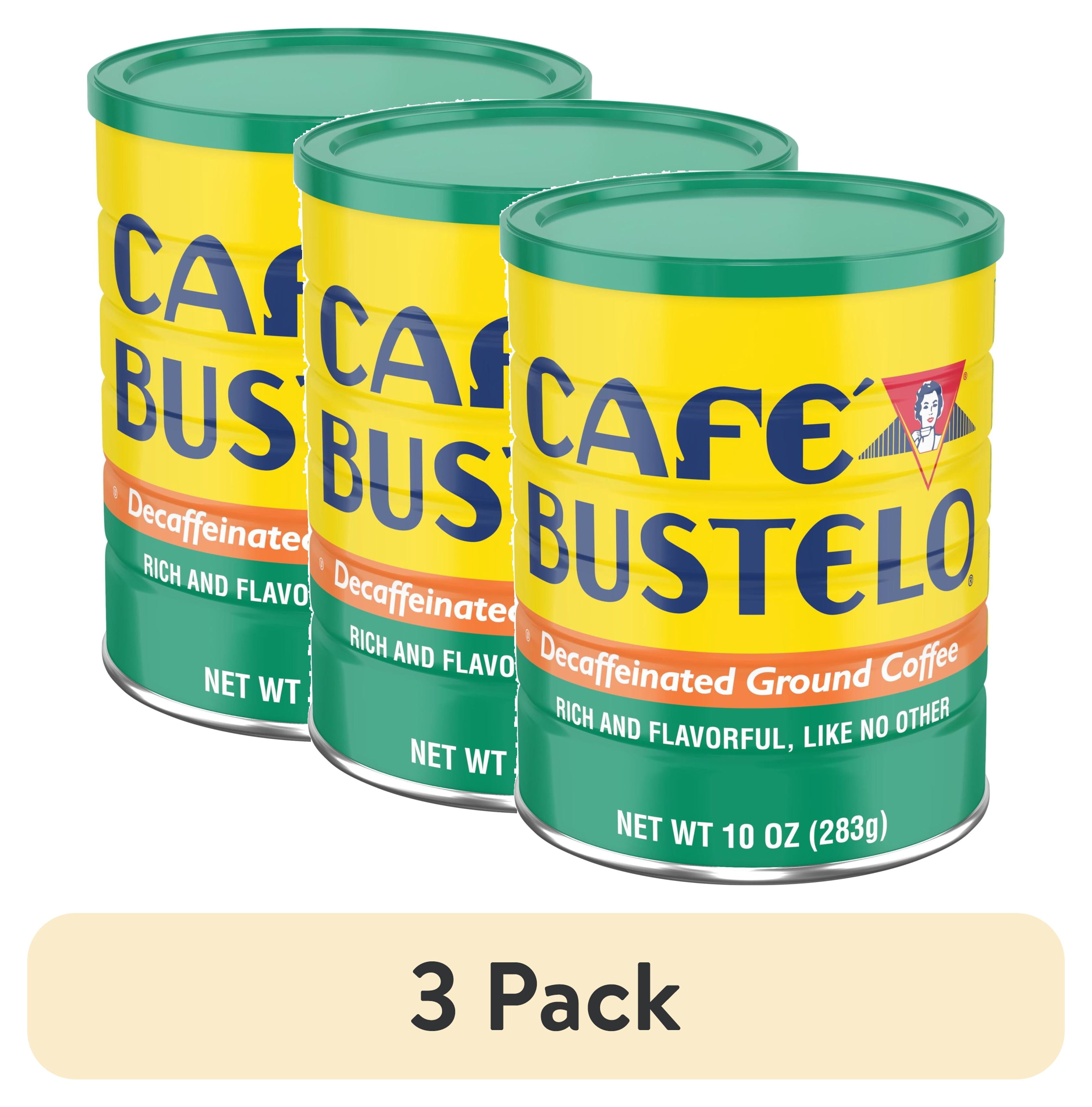 (3 pack) Cafe Bustelo, Decaffeinated Medium Dark Roast Ground Coffee, 10 oz Can