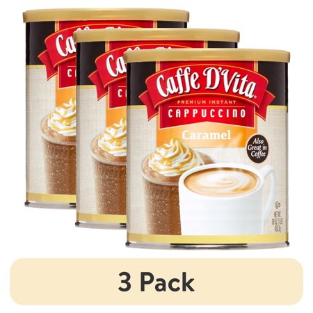 (3 pack) Caffe D'Vita Instant Cappuccino, Caramel, 16 Oz, 1 Ct