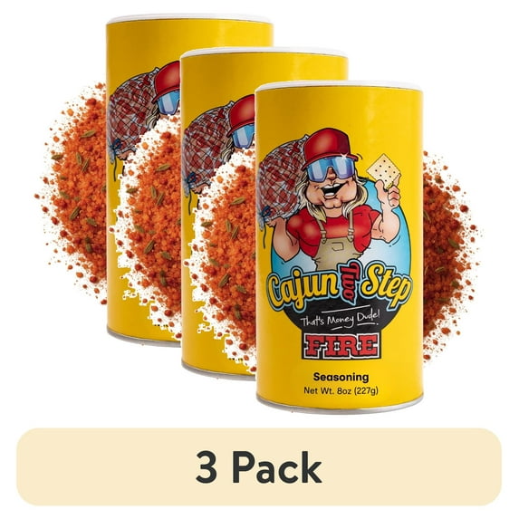 (3 pack) Cajun Two Step Fire 8 oz, All Purpose Seasoning, Low Sodium