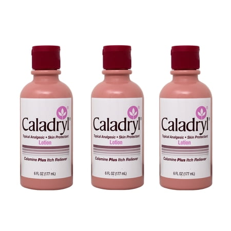 (3 pack) Caladryl Skin Protectant Lotion with Calamine and Itch Reliever, 6 fl oz