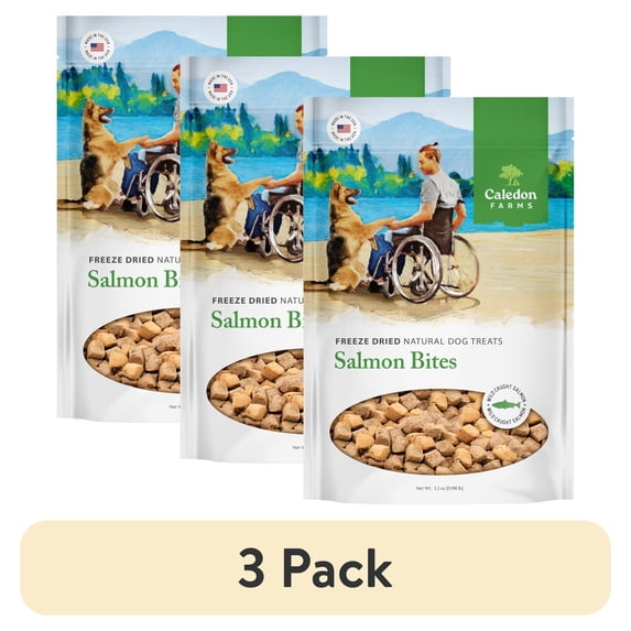(3 pack) Caledon Farms Salmon Bites Dog Food Topper, 3.2 oz Bag