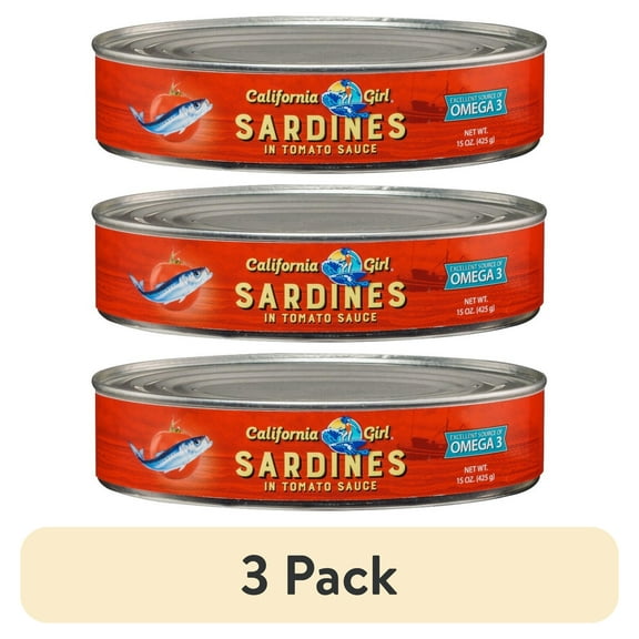(3 pack) California Girl Sardines, In Tomato Sauce, 15 Oz