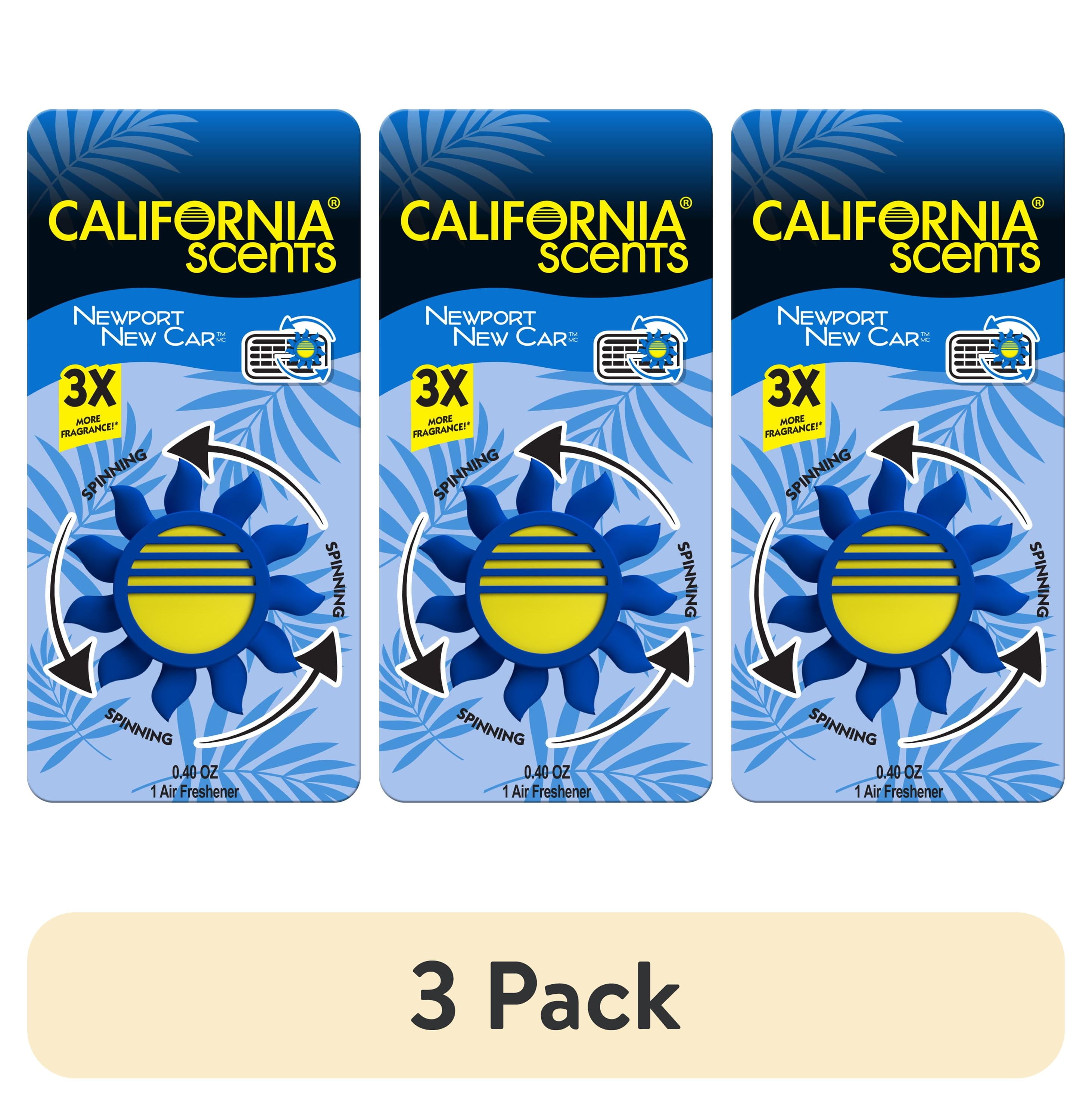 (3 pack) California Scents Novelty Sun Spinner Car Air Freshener Vent Clip, Newport New Car Scent