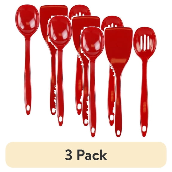 (3 pack) Calypso Basics by Reston Lloyd, 4pc Melamine Utensil Set, Red