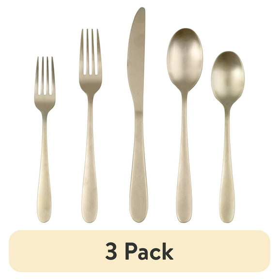 (3 pack) Cambridge Byram Champagne Satin 20-Piece Flatware Set(Service for 4)