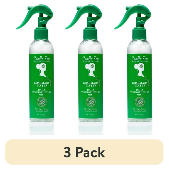 (3 pack) Camille Rose Rosemary Water Daily Refresh & Hydrate Strengthening Mist Spray with Rosemary Oil & Peppermint Oil, 8oz