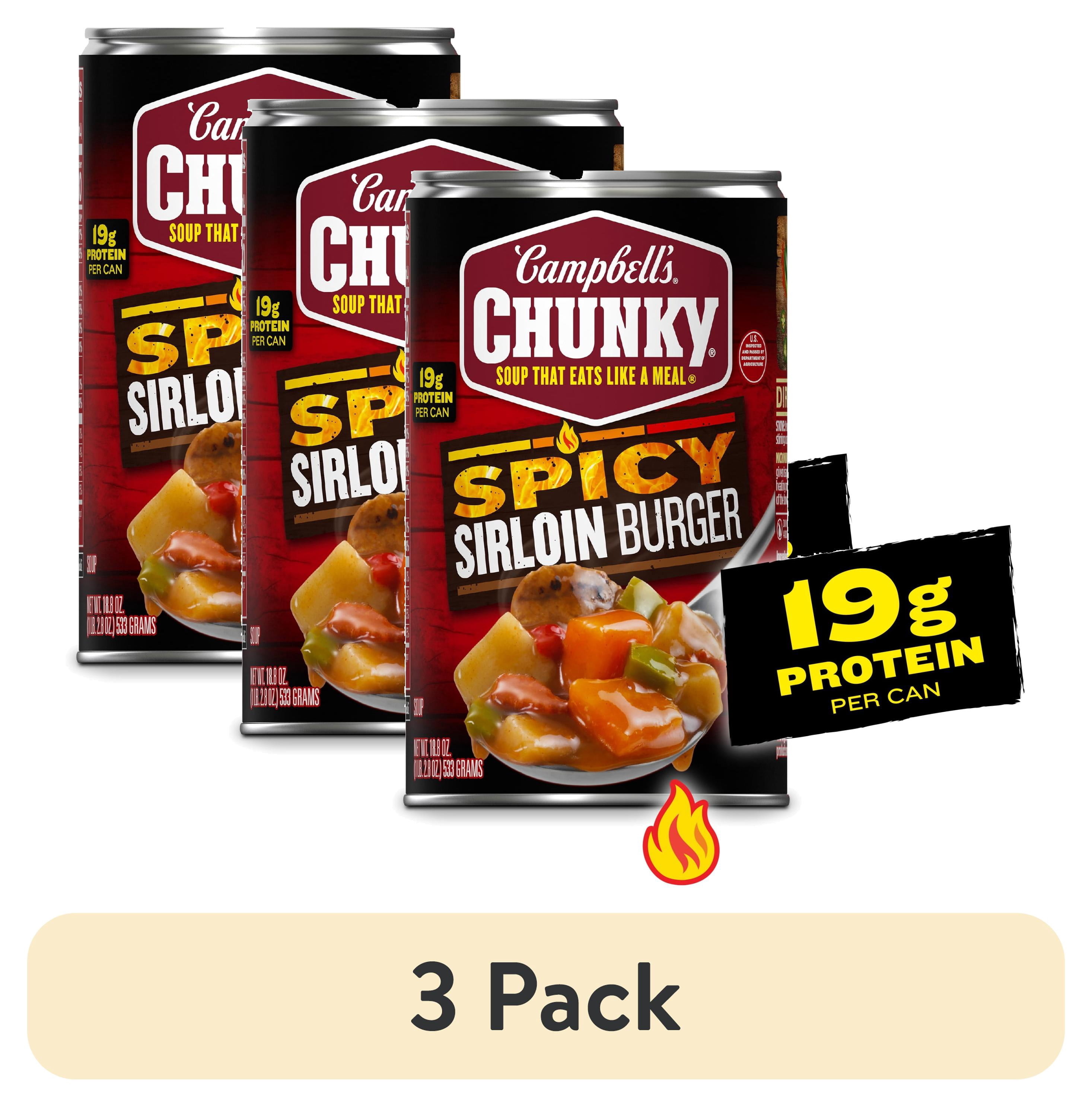 (3 pack) Campbell's Chunky Soup, Spicy Sirloin Burger Soup, 18.8 oz Can