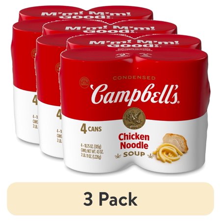 (3 pack) Campbell’s Condensed Chicken Noodle Soup, 10.75 oz Can (4 Pack)