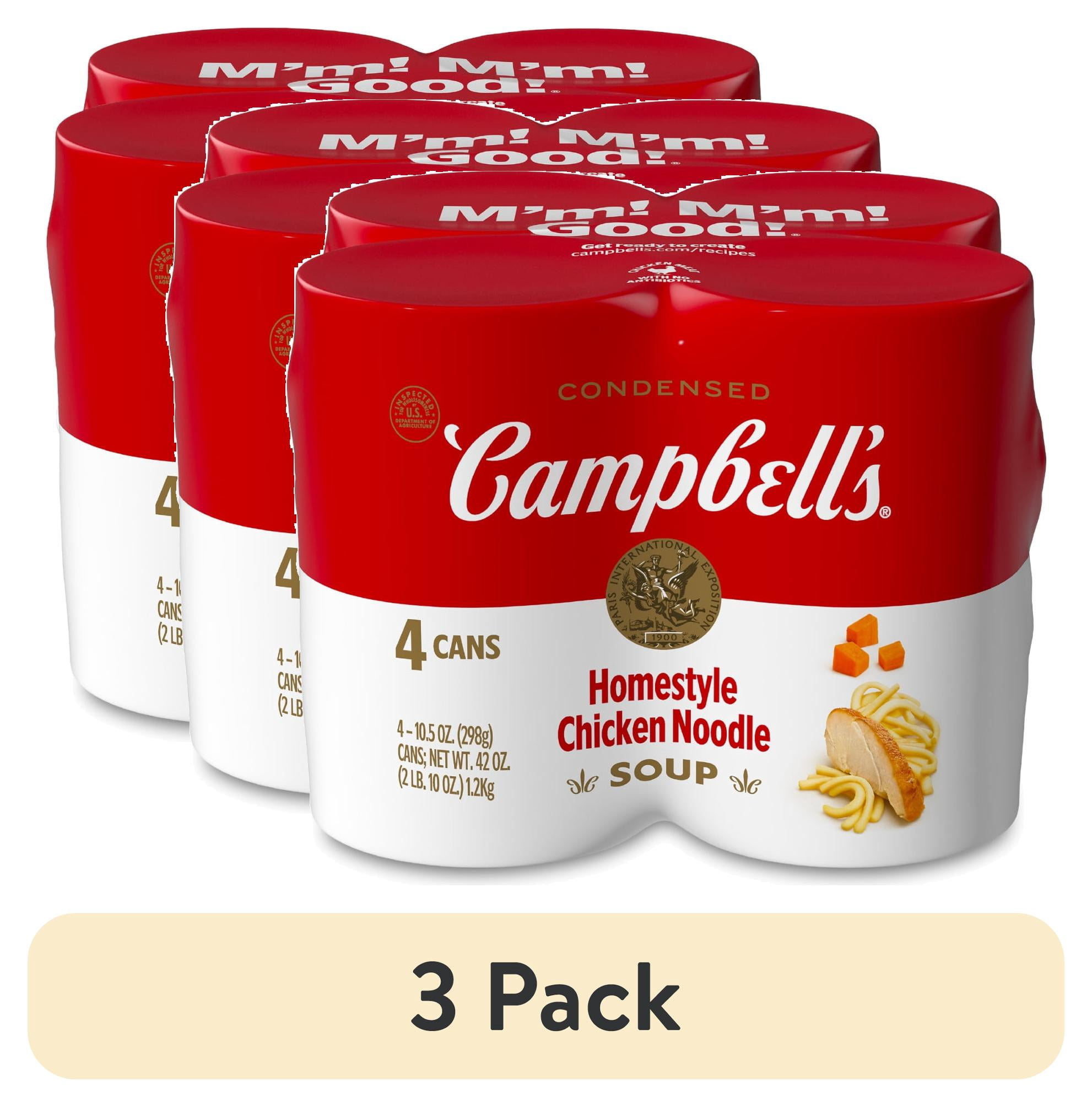 (3 pack) Campbell’s Condensed Homestyle Chicken Noodle Soup, 10.5 oz Can (4 Pack)