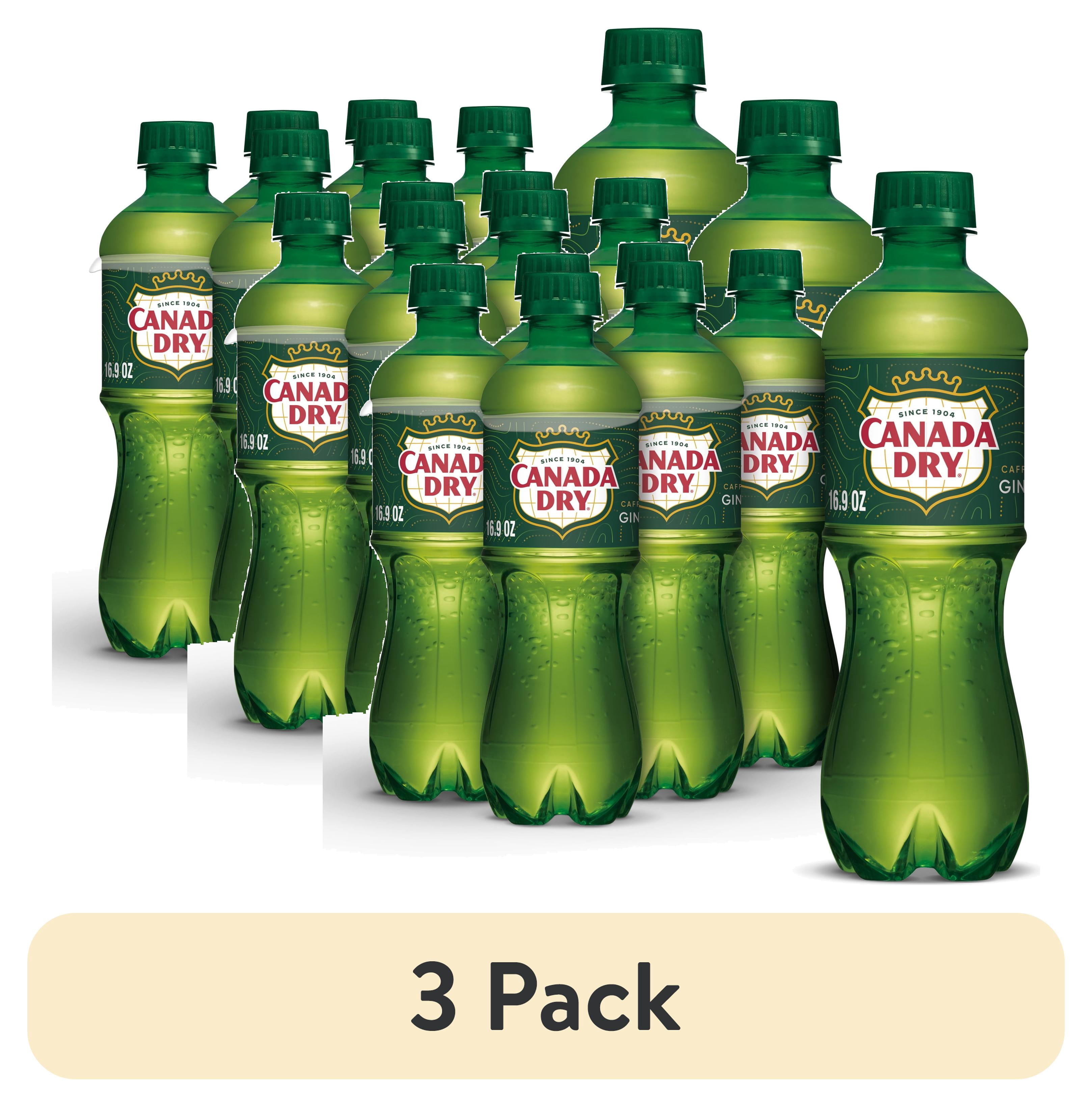 (3 pack) Canada Dry Caffeine Free Ginger Ale Soda Pop, 16.9 fl oz, 6 Pack Bottles