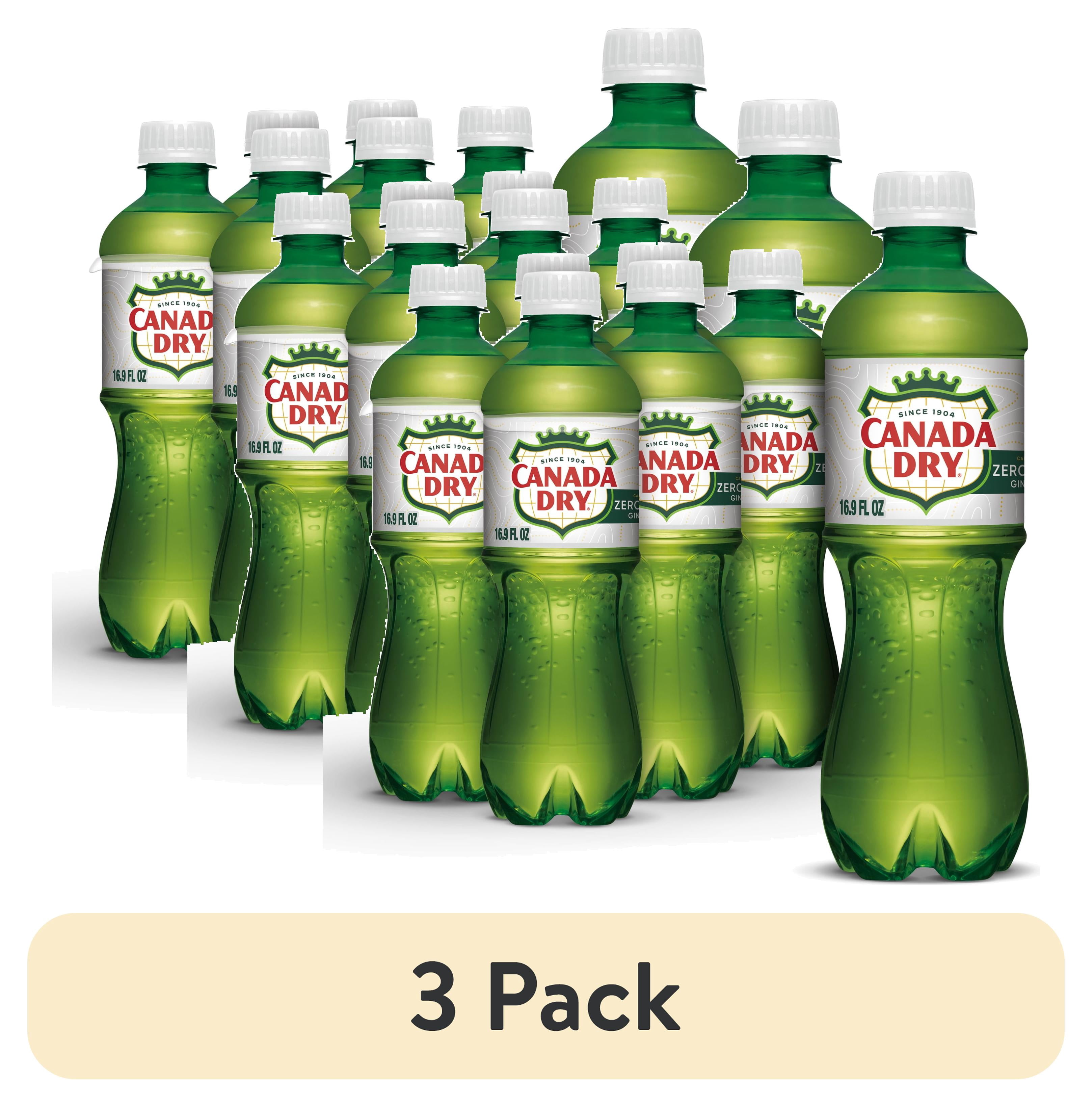 (3 pack) Canada Dry Caffeine Free Zero Sugar Ginger Ale Soda Pop, 16.9 fl oz, 6 Pack Bottles
