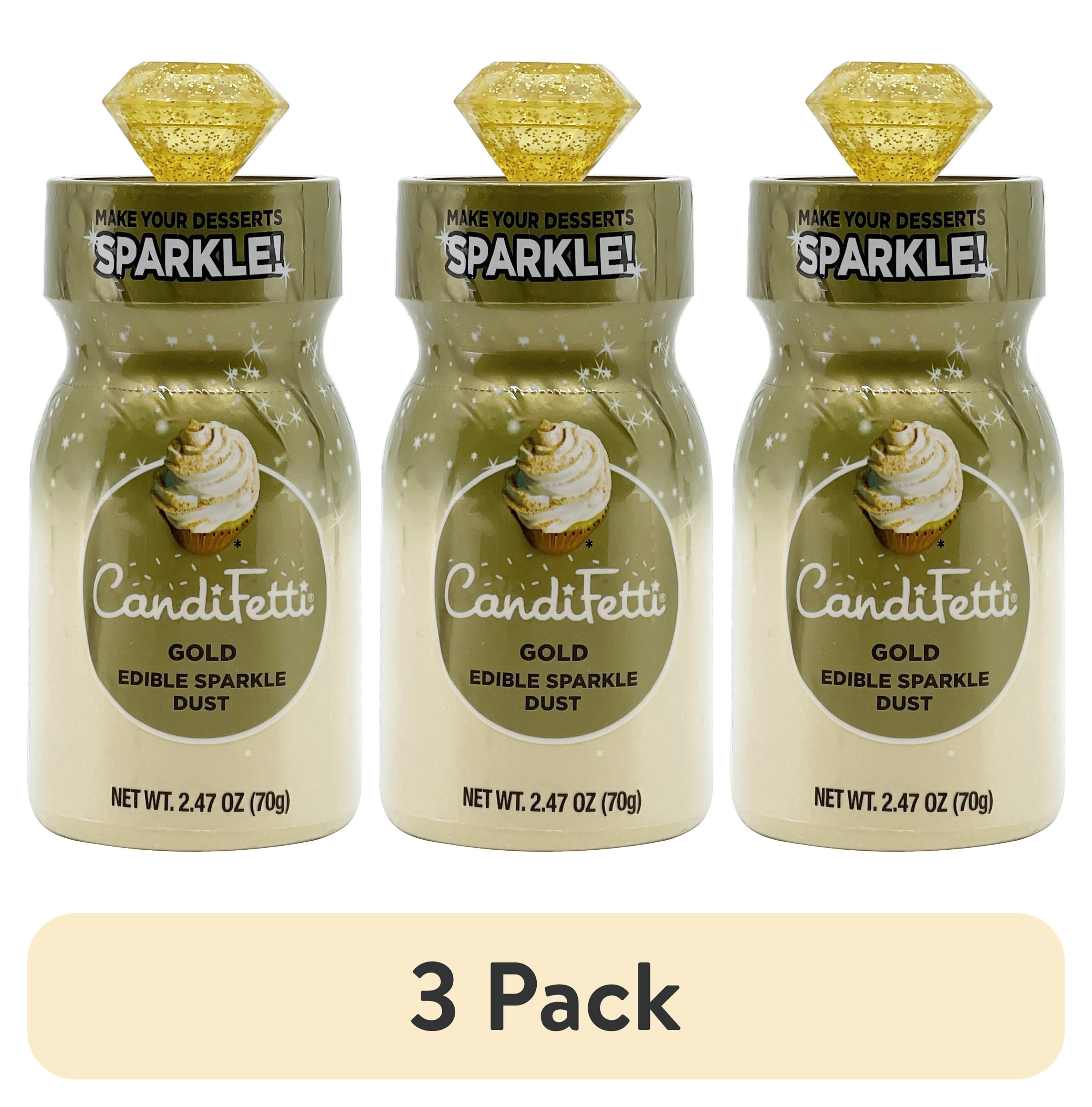 (3 pack) CandiFetti Gold Edible Sparkle Dust, 2.47 oz