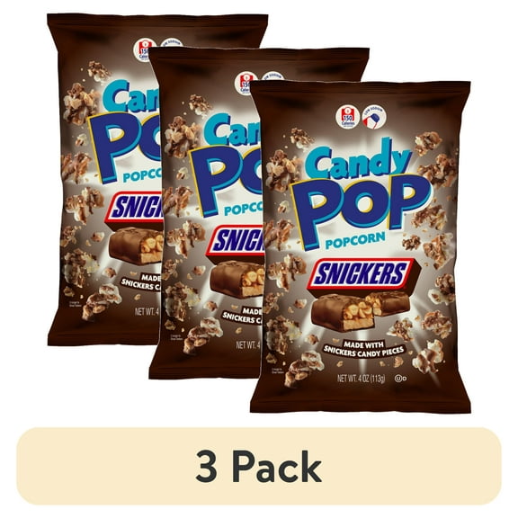 (3 pack) Candy Pop Snickers Popcorn, 4 oz.