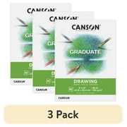 (3 pack) Canson Graduate Drawing Paper Pad, Foldover Binding, (98lb/160g), 30 Sheet, 9" x 12"
