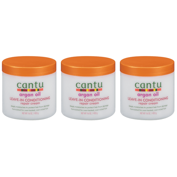 3 pack Cantu Argan Oil Leave-In Conditioning Repair Cream 16oz each