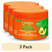 3 pack Cantu Avocado Hydrating Leave-In Conditioning Cream with Olive Oil, Aloe, and Shea Butter, 12 oz