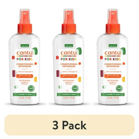 (3 pack) Cantu Care for Kids Paraben & Sulfate-Free Conditioning Detangling Spray, 6 fl oz