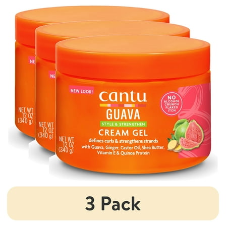 (3 pack) Cantu Guava & Ginger Curl Strengthening Cream Gel, 12 fl oz