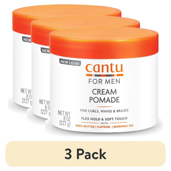 (3 pack) Cantu Men's Styling Pomade with Shea Butter for Flexible Hold, 8 oz