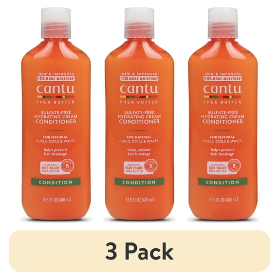 (3 pack) Cantu Sulfate-Free Hydrating Cream Conditioner with Shea Butter, 13.5 fl oz