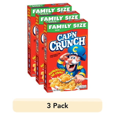 (3 pack) Cap'n Crunch Sweetened Corn & Oat Cereal, 22.1 oz Box