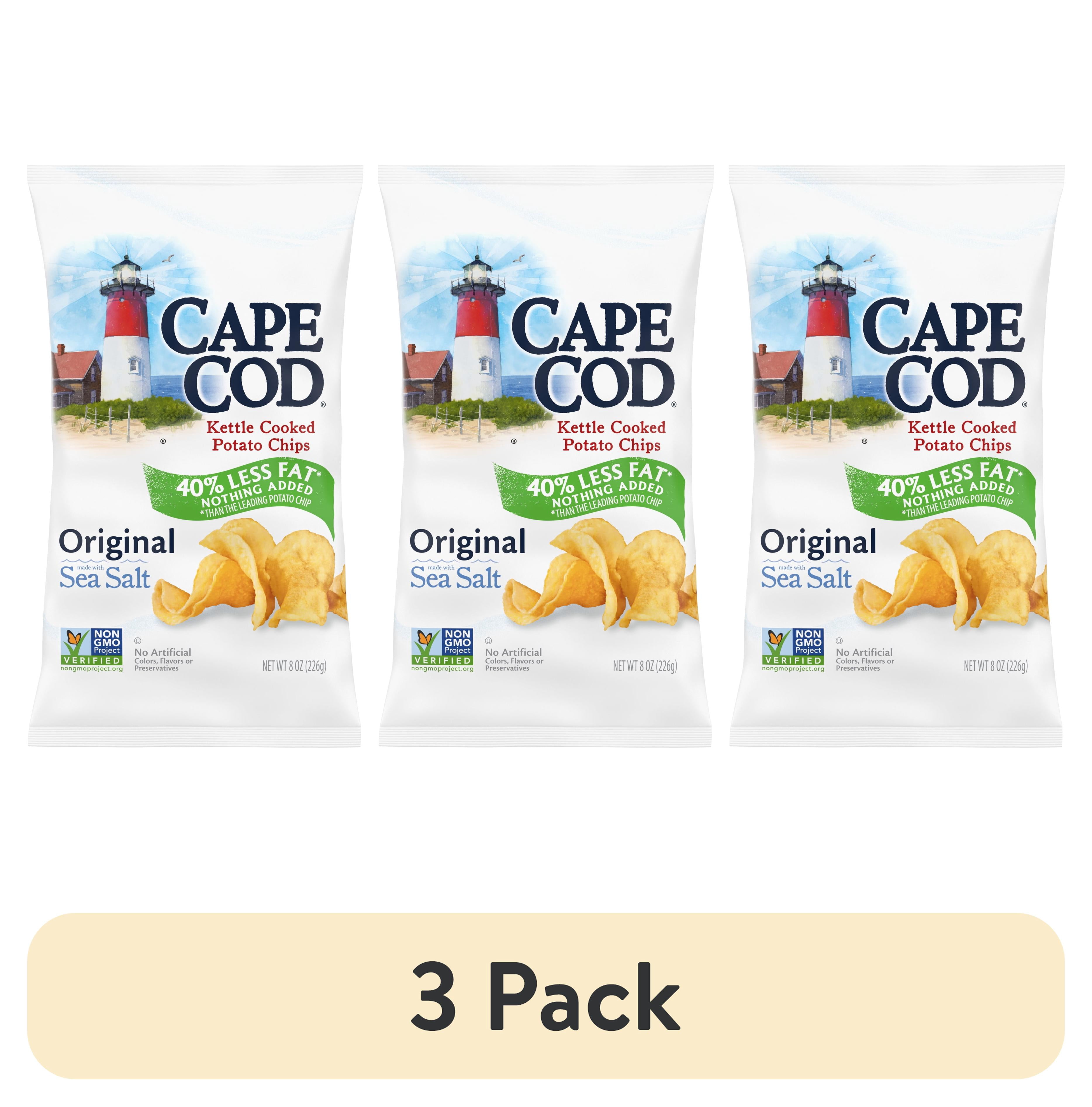 (3 pack) Cape Cod Potato Chips, Less Fat Original Kettle Chips, 8 oz
