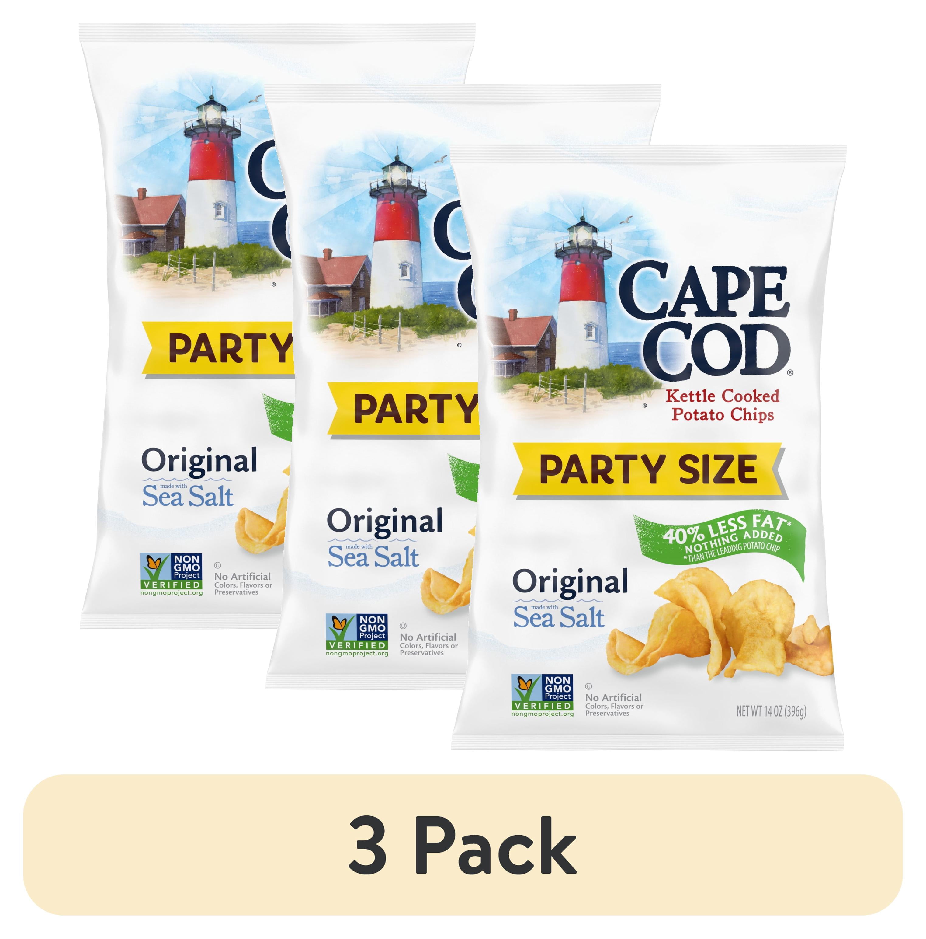 (3 pack) Cape Cod Potato Chips, Less Fat Original Kettle Chips, 14 oz