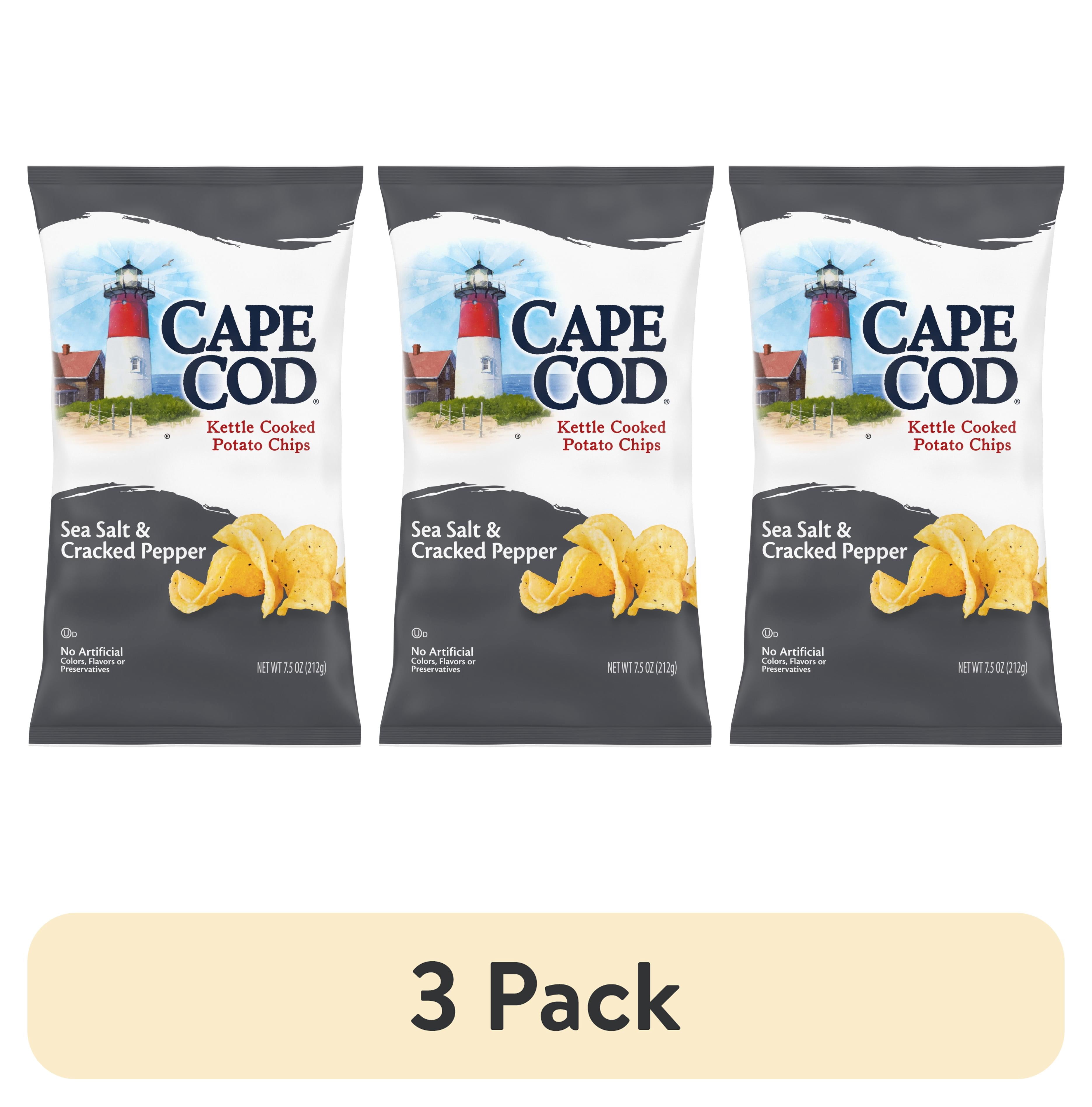 (3 pack) Cape Cod Sea Salt & Cracked Pepper Chips, 7.5 oz Bag