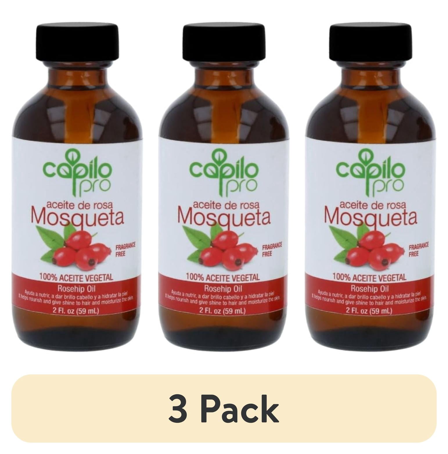 (3 pack) Capilo Pro Rose Hip Oil, Hair & Skin Nourishing Treatment, 100% Vegetable Oil, 2 fl oz