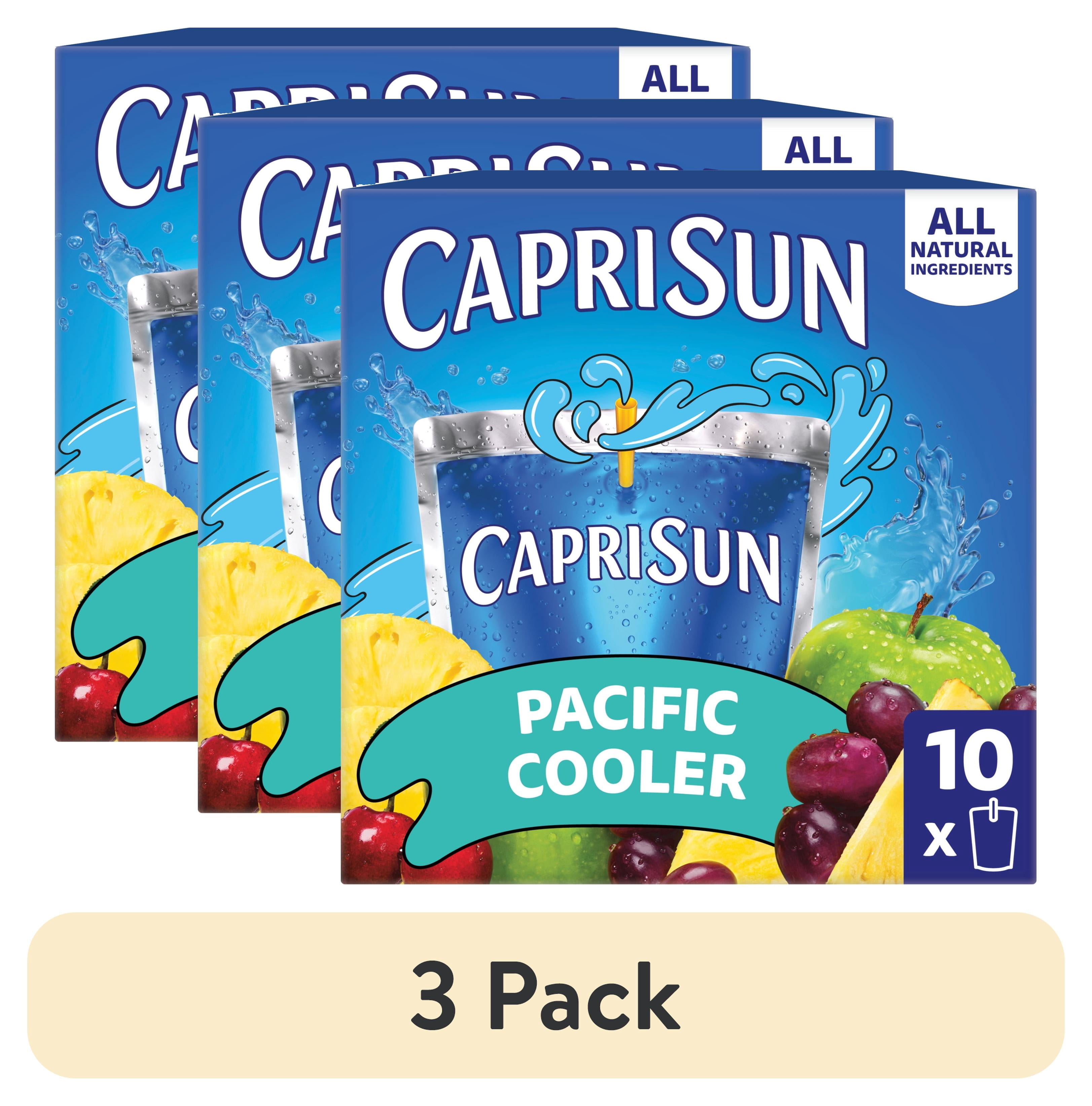 (3 pack) Capri Sun Flavored with Other Natural Flavor Juice Drink Blend, 10 Pouches, for School Lunches and On-the-Go Hydration, Pacific Cooler, All Natural Ingredients, 6 fl oz
