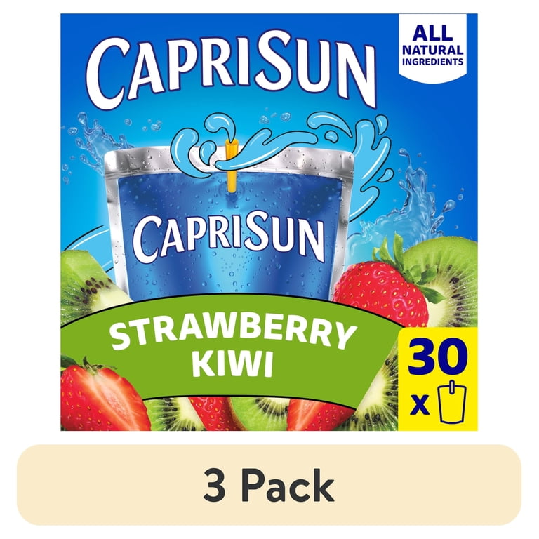 3 pack) Capri Sun Flavored Juice Drink Blend from Concentrate with Other  Natural Flavor Juice Drink Blend, 30 Pouches, for Strawberry Kiwi, All  Natural Ingredients, 6 fl oz