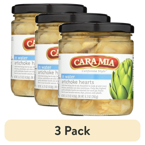(3 pack) Cara Mia Artichoke Hearts in Water, 14.75 oz, Jar