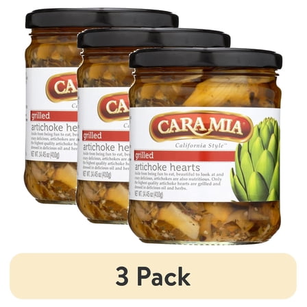 (3 pack) CaraMia Artichoke Hearts Grilled, 14.45 oz, Can