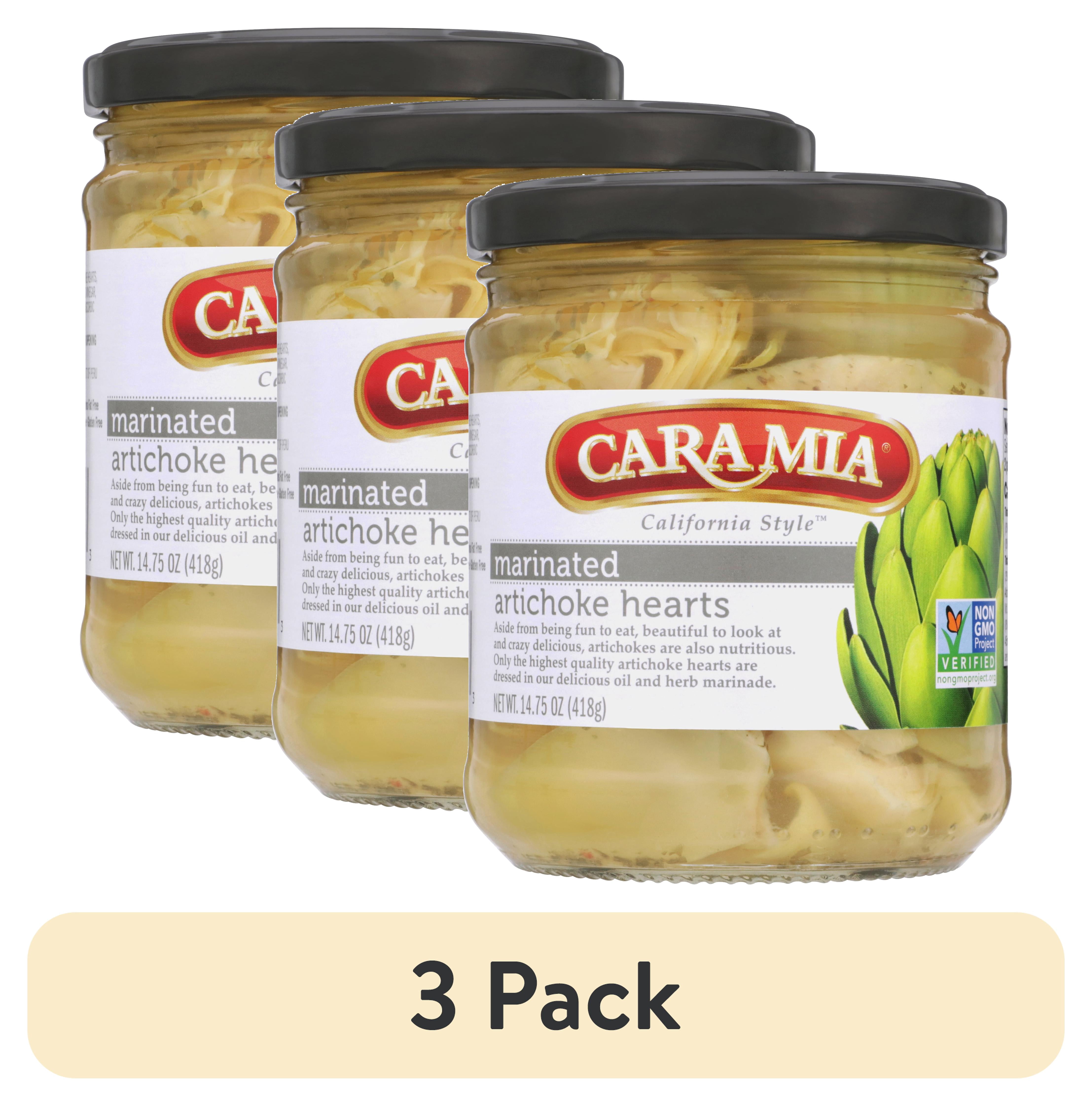 (3 pack) Cara Mia Marinated Artichokes in Oil and Spices, 14.75 oz Glass Jar