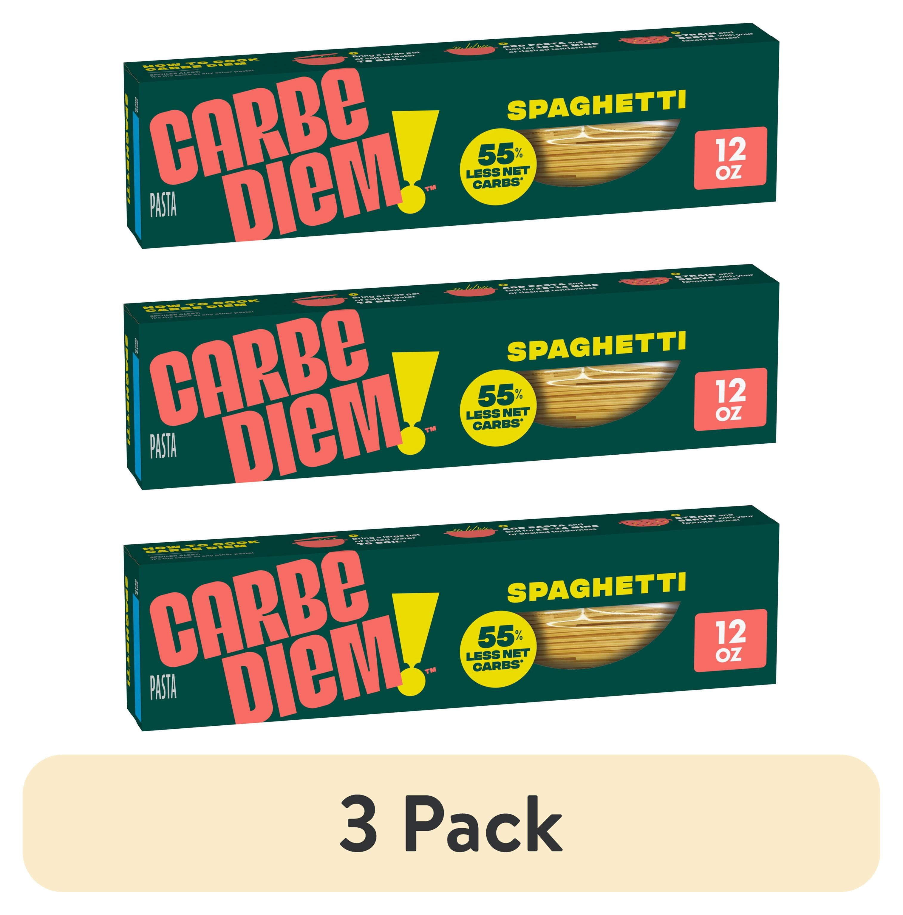 (3 pack) Carbe Diem Spaghetti Pasta, 12 oz, High Fiber, Egg-Free, Dairy-Free