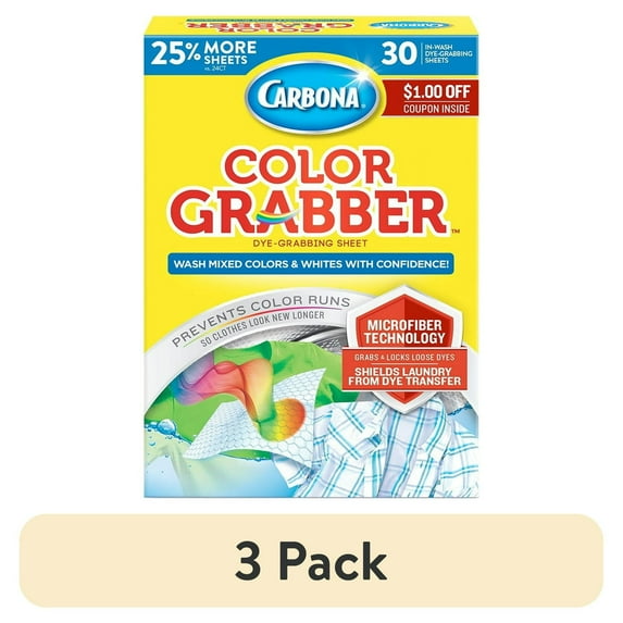 (3 pack) Carbona Color Grabber Laundry Sheets, Stops Color Runs, Helps Prevent Graying, 30 Sheets
