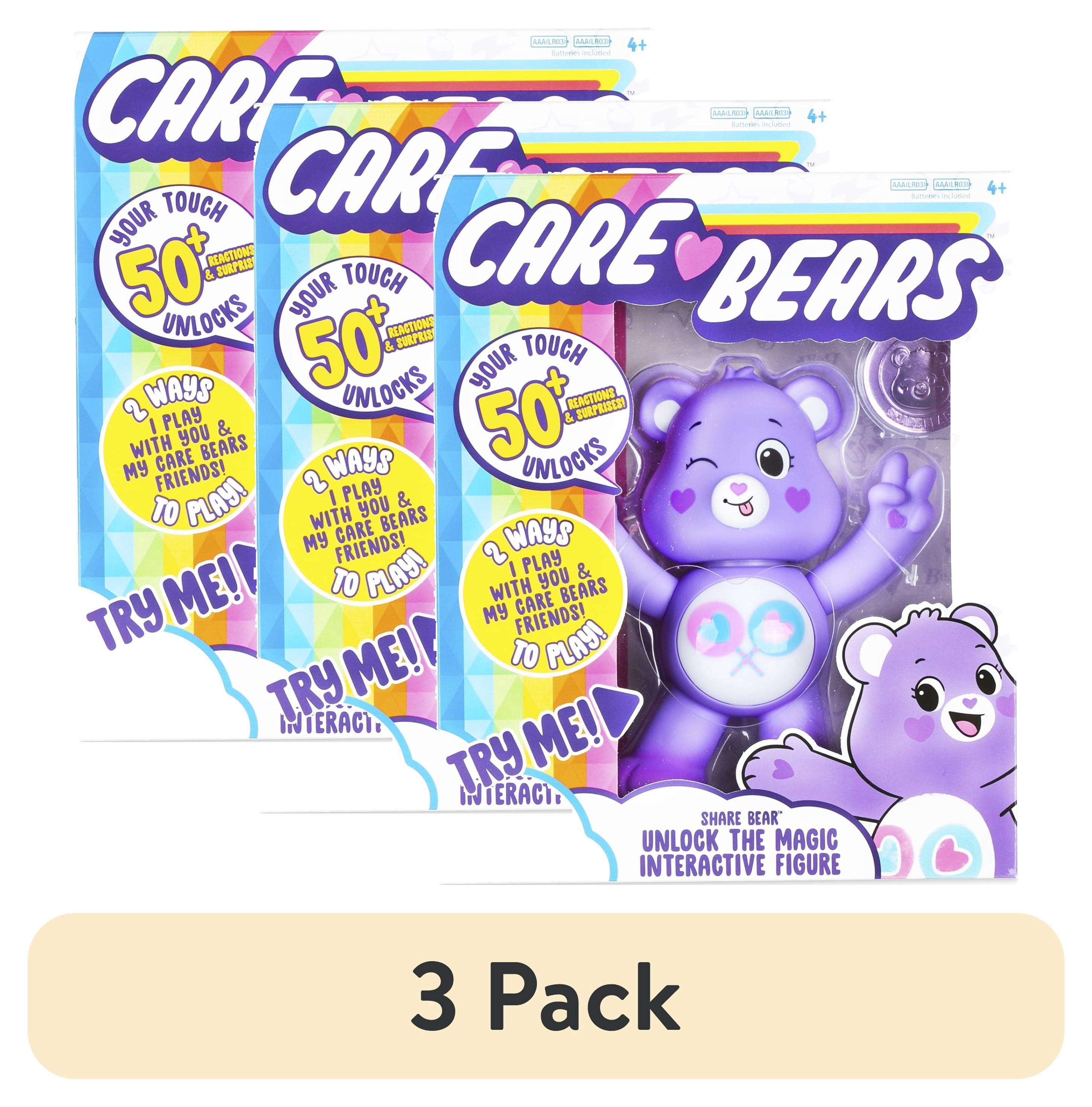 (3 pack) Care Bears - 5 inch Interactive Figure - Share Bear - 50+ Reactions & Surprises! - Ages 4+