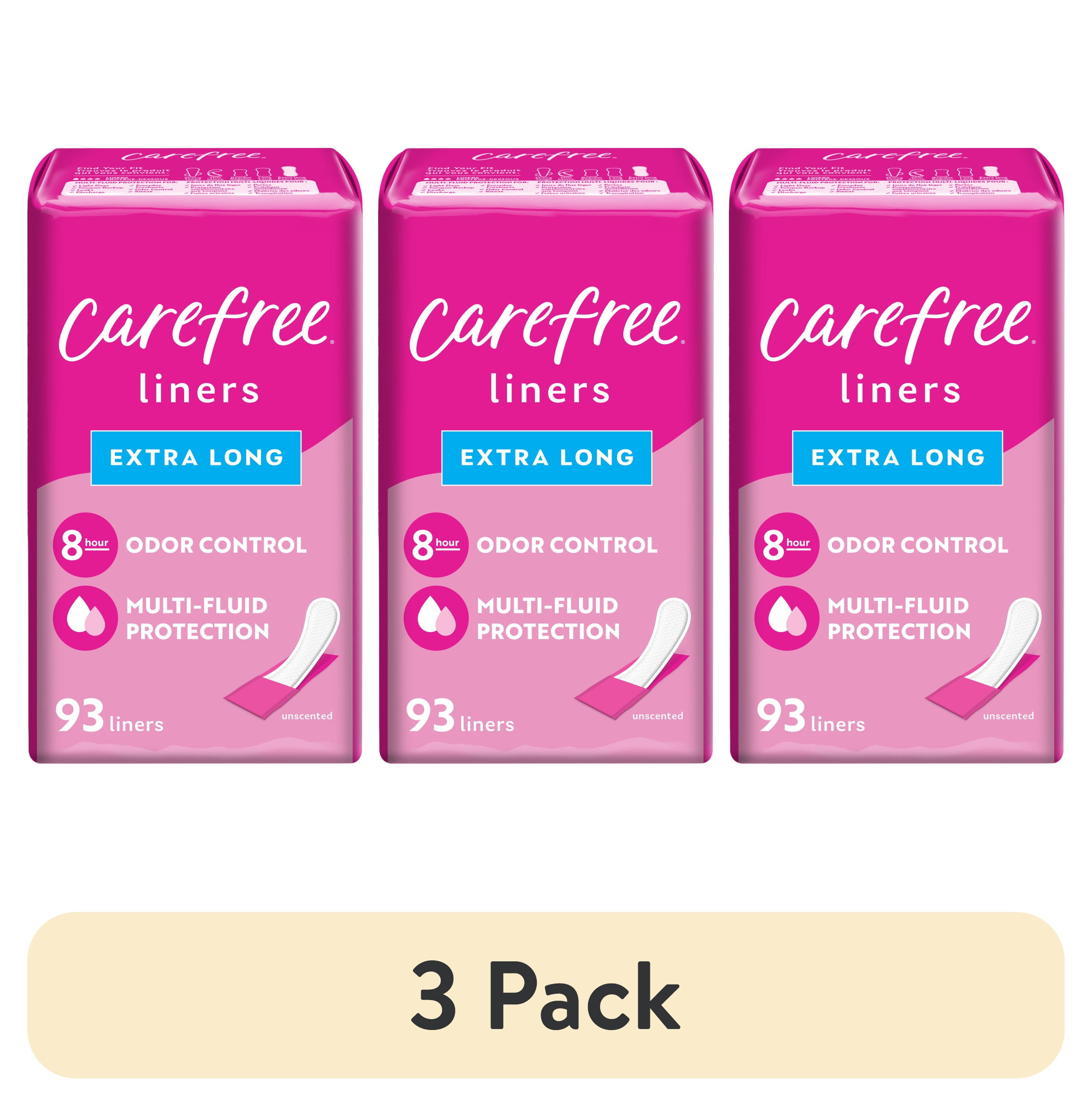 (3 pack) Carefree Panty Liners, Extra Long, Unscented (93 Count)
