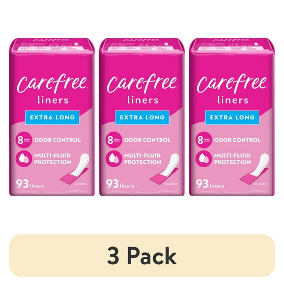 (3 pack) Carefree Panty Liners, Extra Long, Unscented (93 Count)
