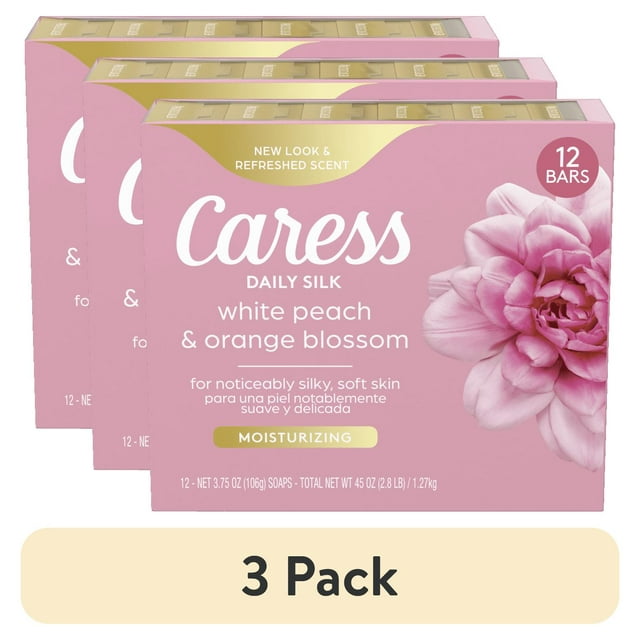 (3 pack) Caress Daily Silk Beauty Bar Soap for Dry Skin 3.75 oz 12 Bars