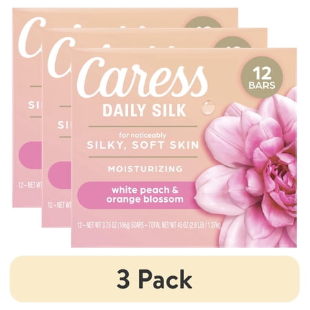 (3 pack) 2 Pack - Caress Daily Silk Moisturizing Soap, White Peach & Orange Blossom, 3.75 oz 6 Bars