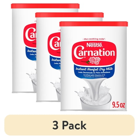 (3 pack) Nestle Carnation Instant Non fat Dry Milk, 9.625 oz, 12 Servings