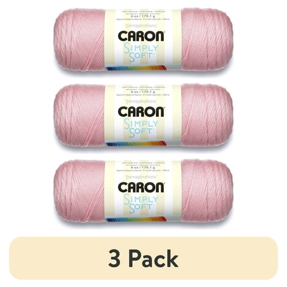 (3 pack) Caron® Simply Soft® Yarn, #4 Medium Acrylic Yarn, 6oz/170g, 315 yds, Soft Pink