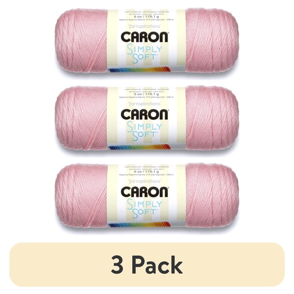 (3 pack) Caron Simply Soft Yarn, #4 Medium Acrylic Yarn, 6oz/170g, 315 yds, Soft Pink
