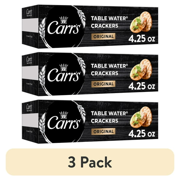 (3 pack) Carr's Original Table Water Crackers, Baked Snack Crackers, 4.25 oz