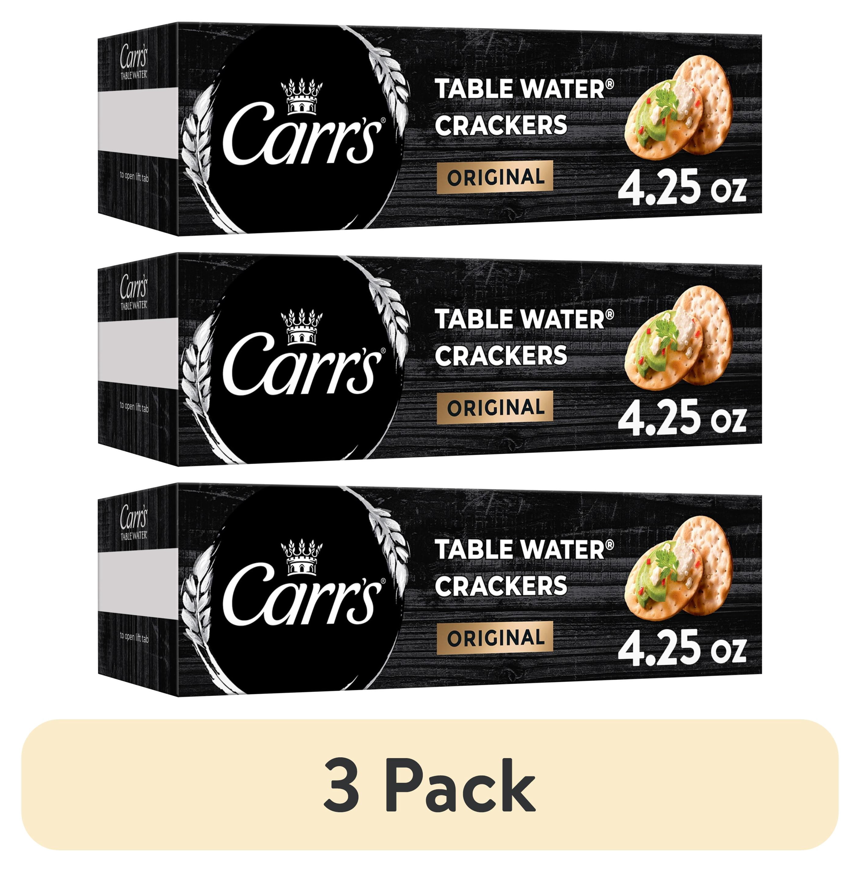 (3 pack) Carr's Original Table Water Crackers, Baked Snack Crackers, 4.25 oz