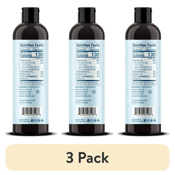 (3 pack) Carrington Farms Hemp Oil, 12oz